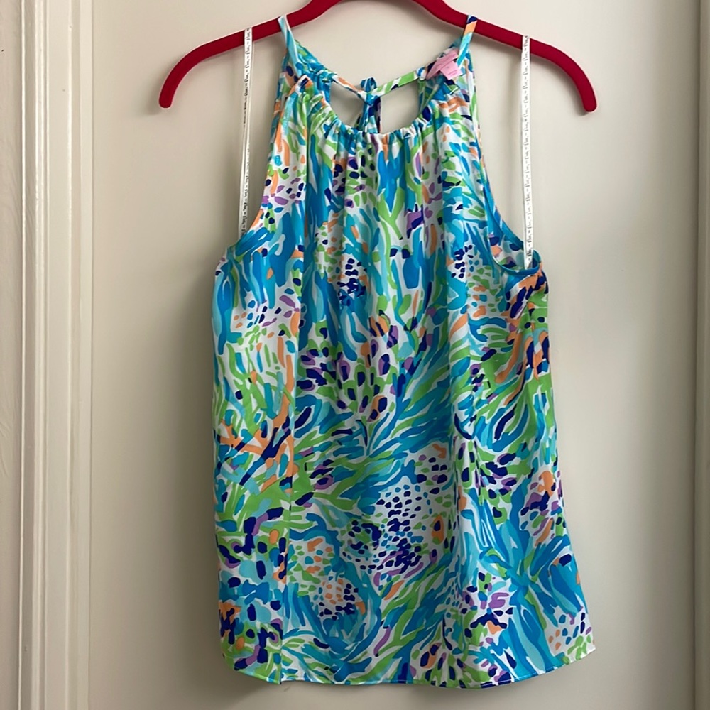 Lilly Pulitzer Skyler halter top in Sea Soirée with keyhole back size small
